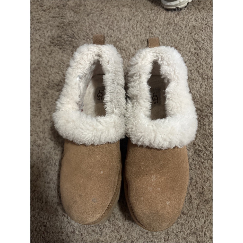 UGG Nita Genuine Shearling Slippers Shoes Slides Women's 8 Chestnut Tan